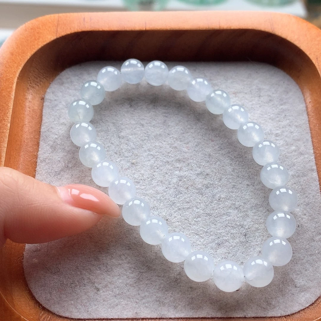 翡翠未镶嵌手串白月光7.0