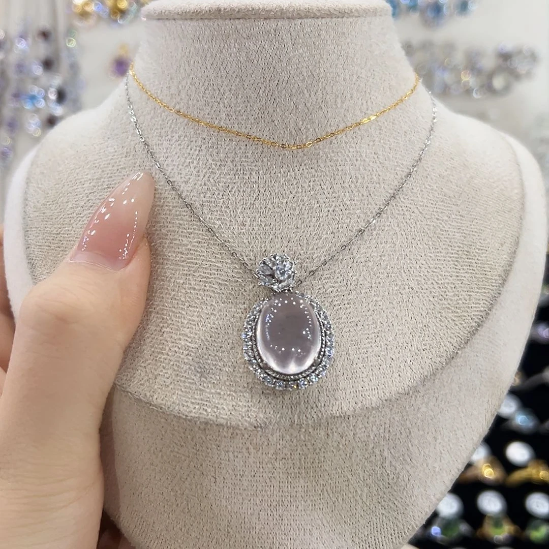 旋***律银S925镶嵌颈饰芙蓉石