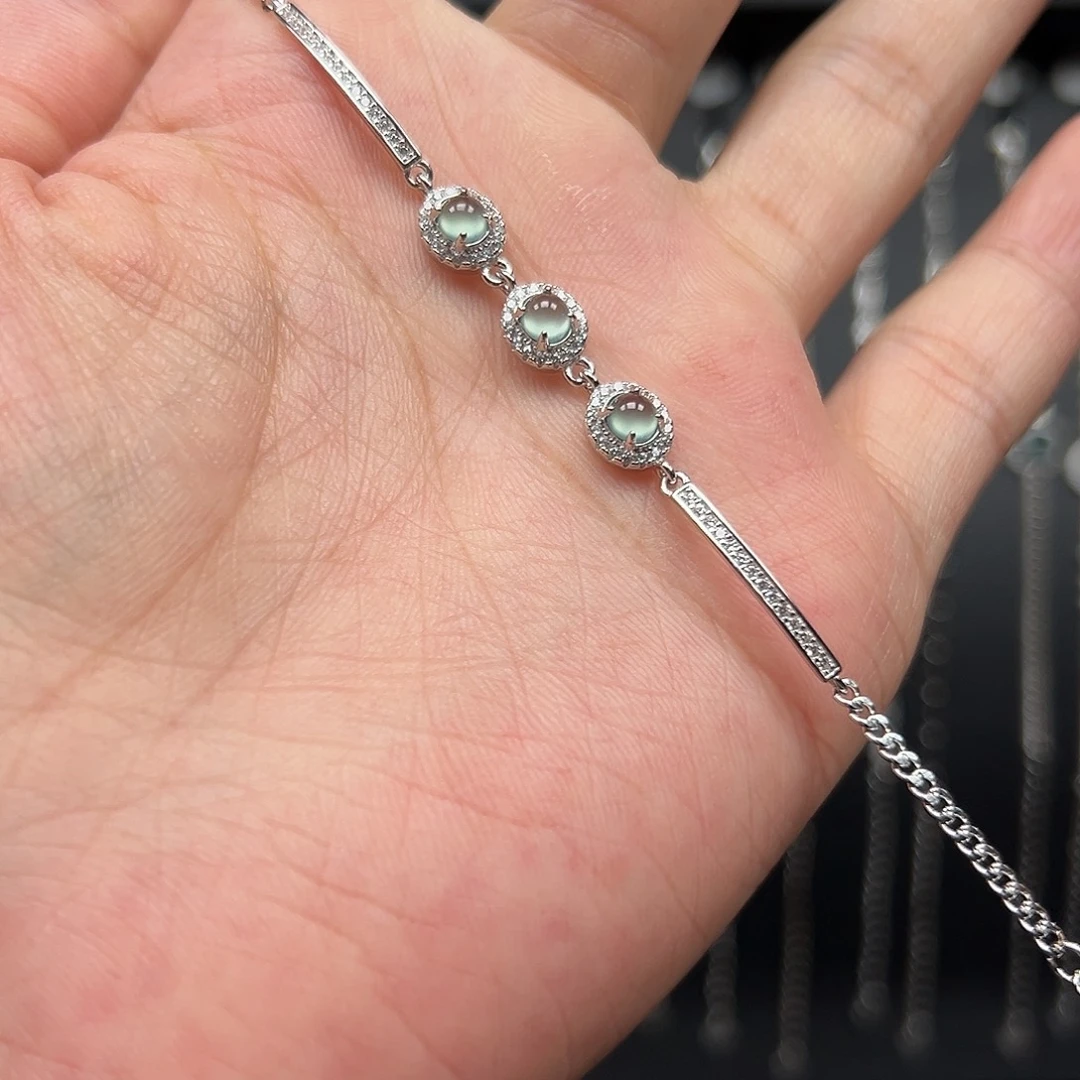 翡翠银S925镶嵌手链
