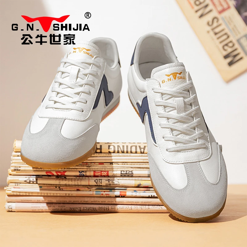 公牛世家男鞋2025年春男士潮流户外运动休闲鞋青年德训鞋软底板鞋