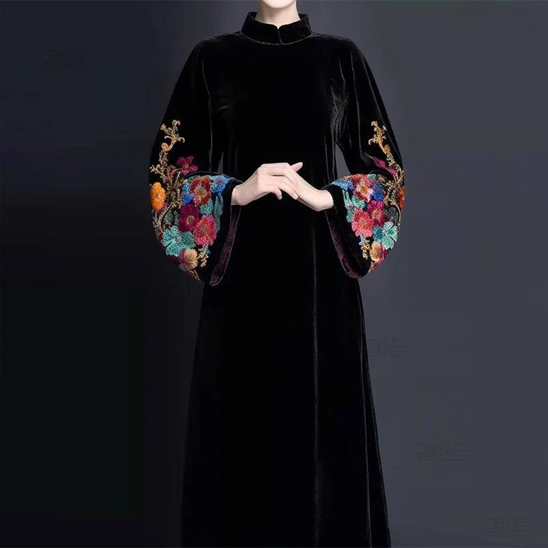 哥弟阿玛施正品2025秋冬新款气质优雅洋装女高级感重工刺绣新中式