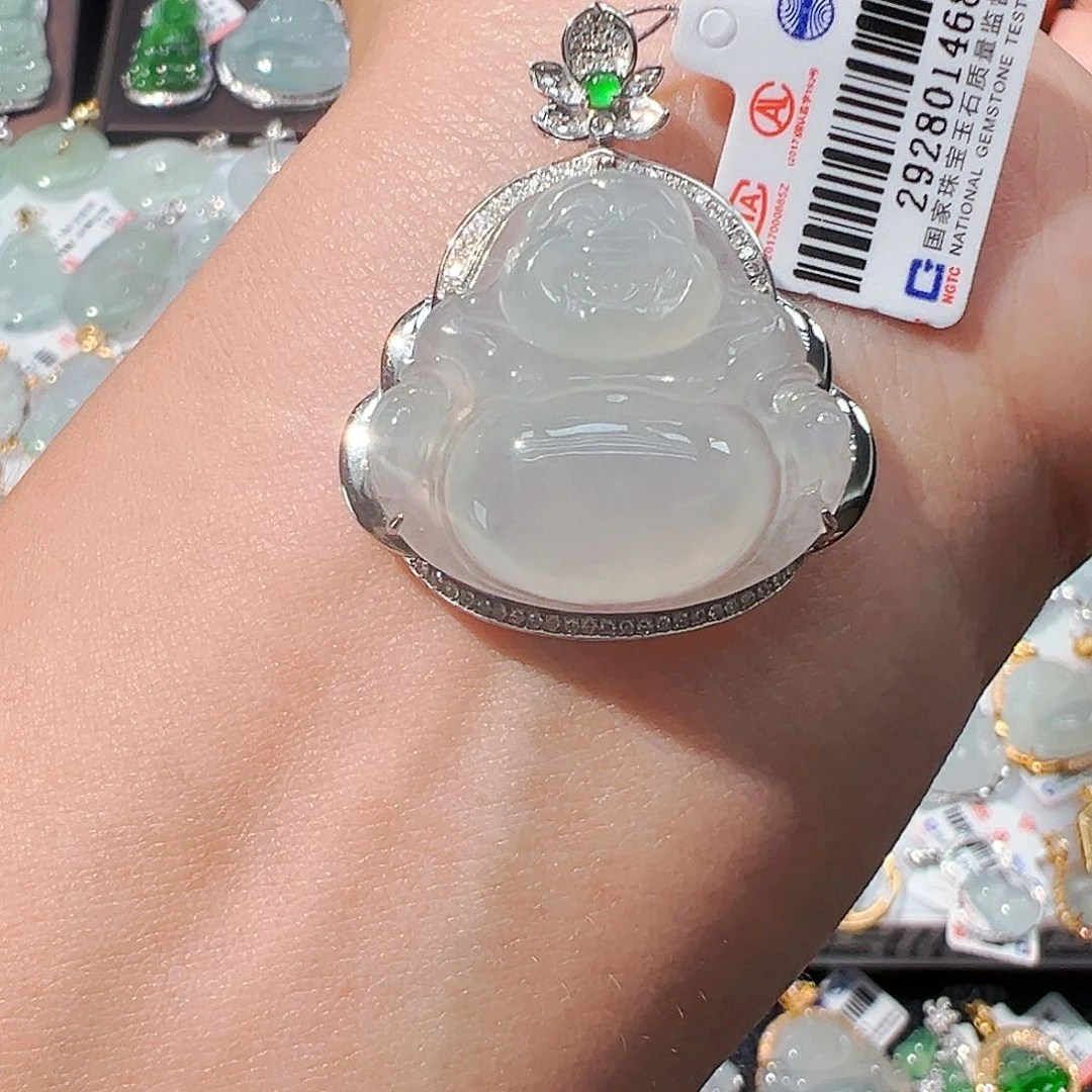 吊坠(不含链)18K金镶嵌翡翠佛公