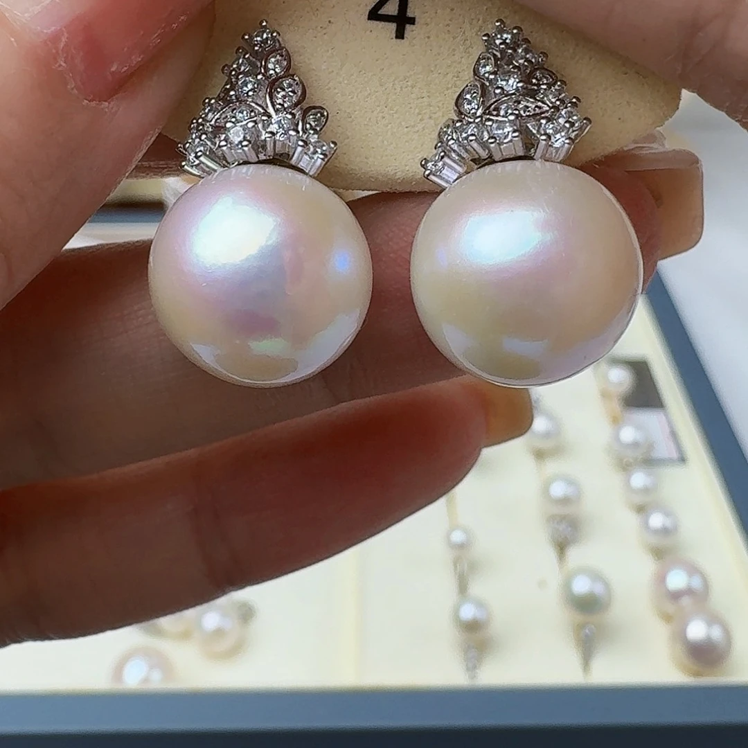 淡水珍珠耳饰银S925镶嵌十*