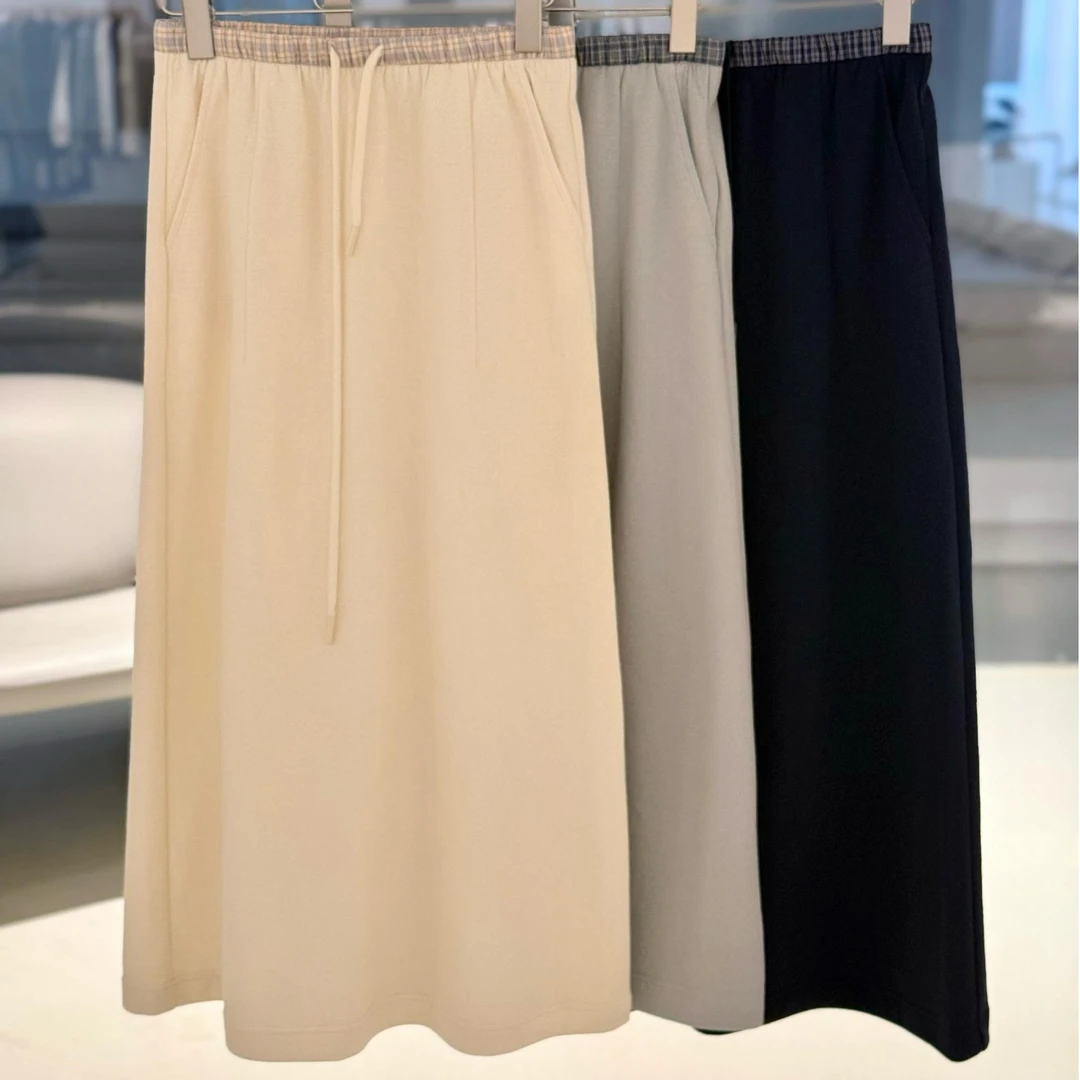 【素墨原创】春夏季拼色松紧腰休闲半身裙 51316B