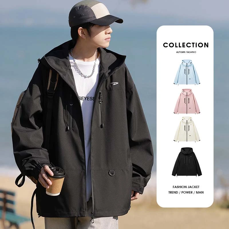 E0226Deerway/德尔惠新款连帽收口袖男士潮流常规款休闲风夹克服