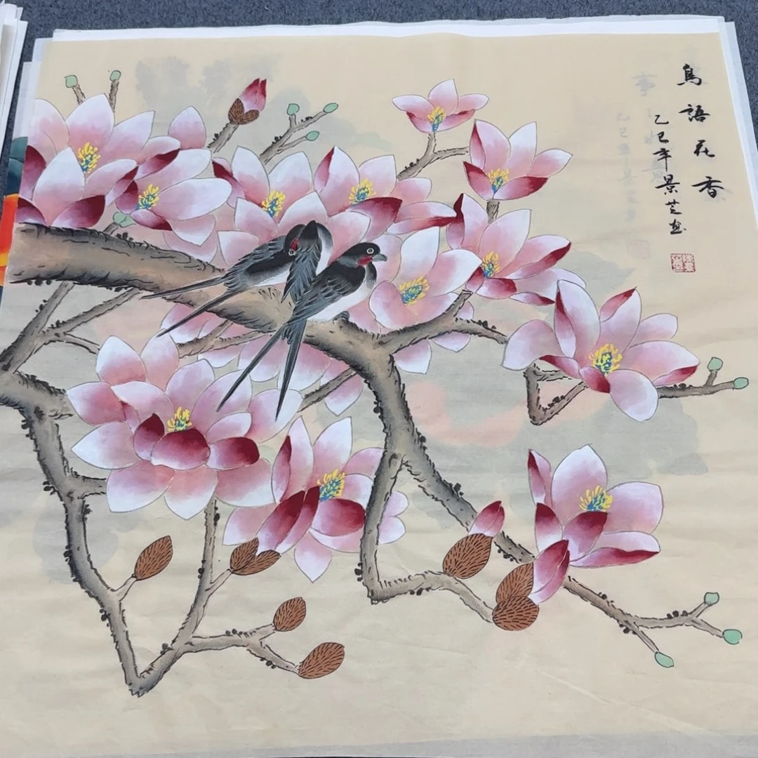 国画尺寸70X70手绘作品