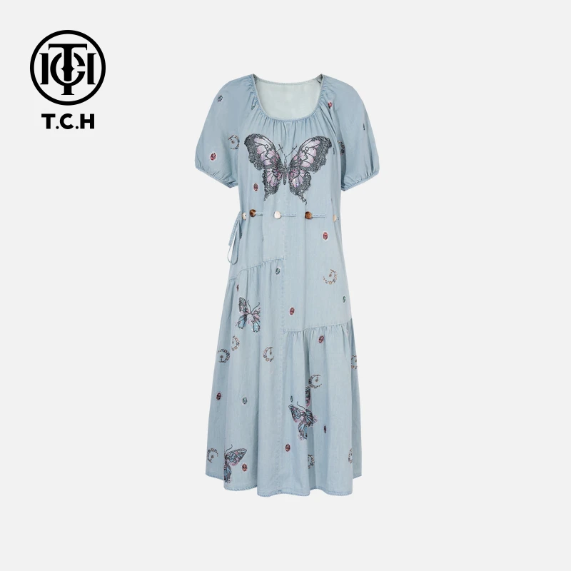 TCH私服烫钻工艺新时尚淑女百搭新潮流连衣裙T75B30E5269轻奢tch