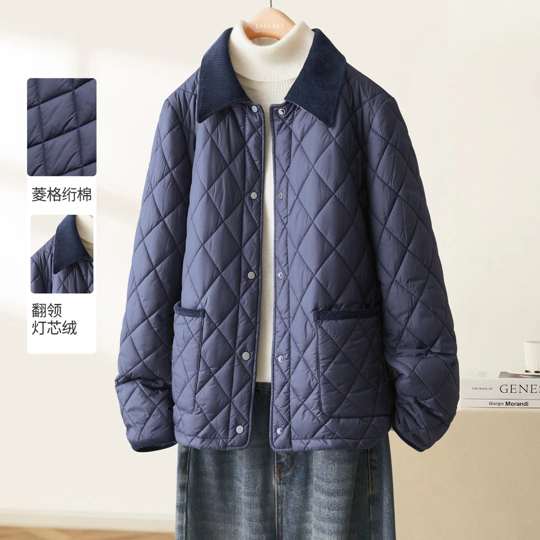 IHIMI/海谧简约质感老钱棉服外套2025秋时尚百搭质感夹棉服