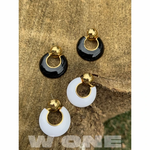 铜合金珐琅耳饰 【W ONE】小众设计感法式滴釉款耳圈复古欧美圈圈
