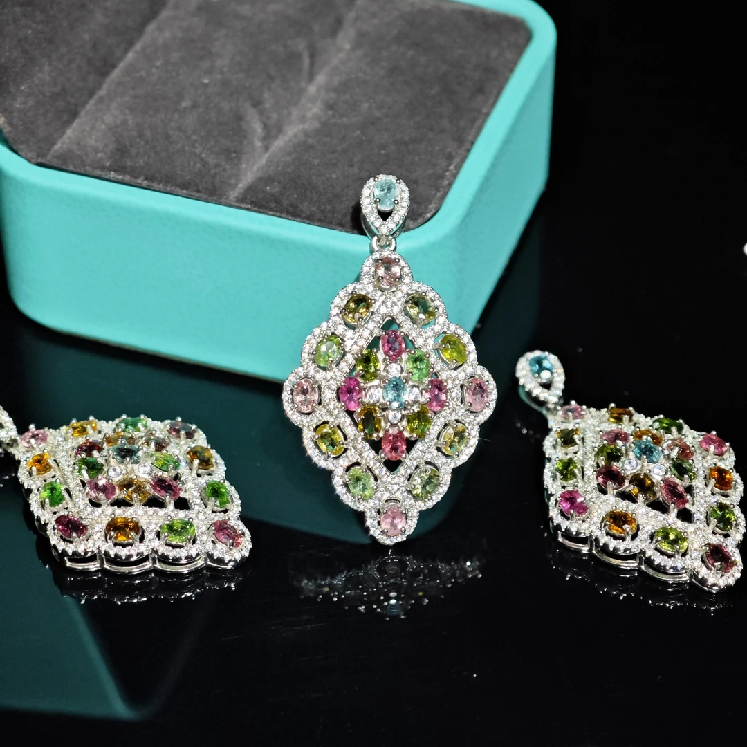 S925银碧玺吊坠绚丽多样性发货一件