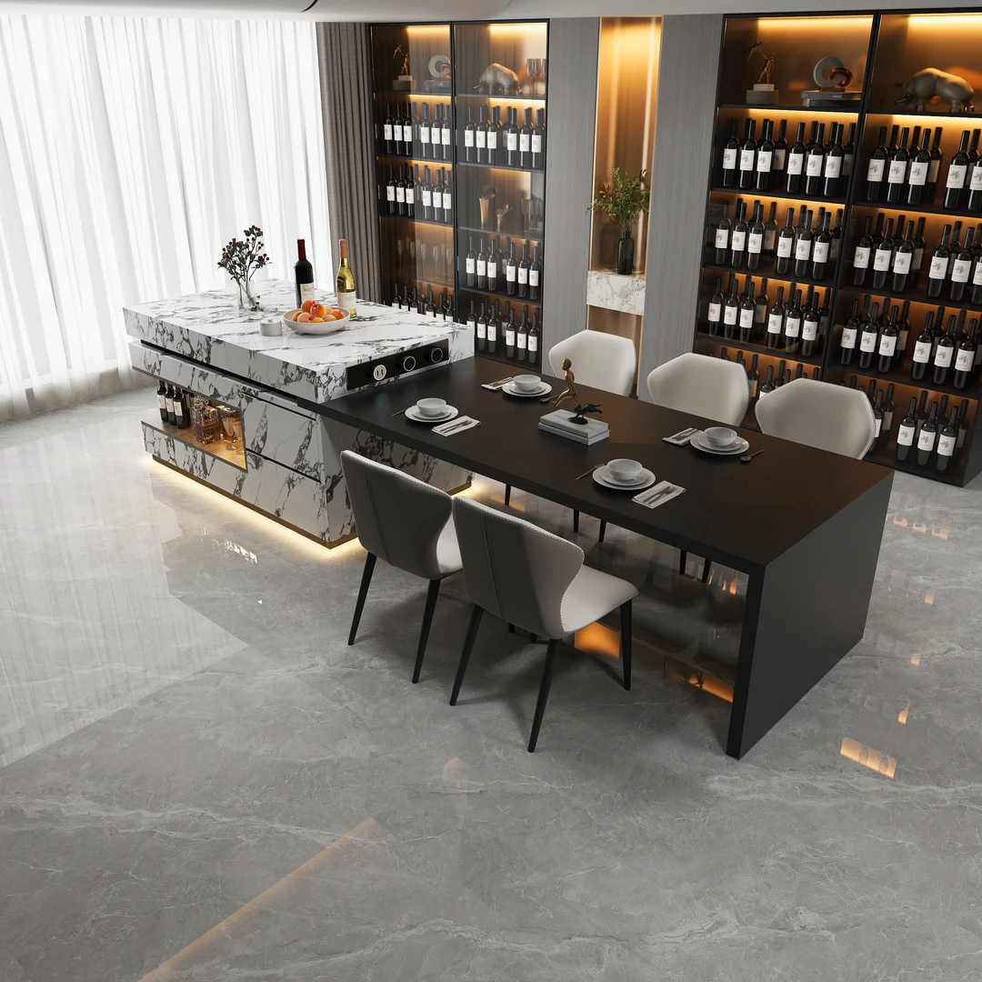 新款轻奢风全岩板岛台餐桌一体高端客厅开放厨房导台大尺寸带伸缩