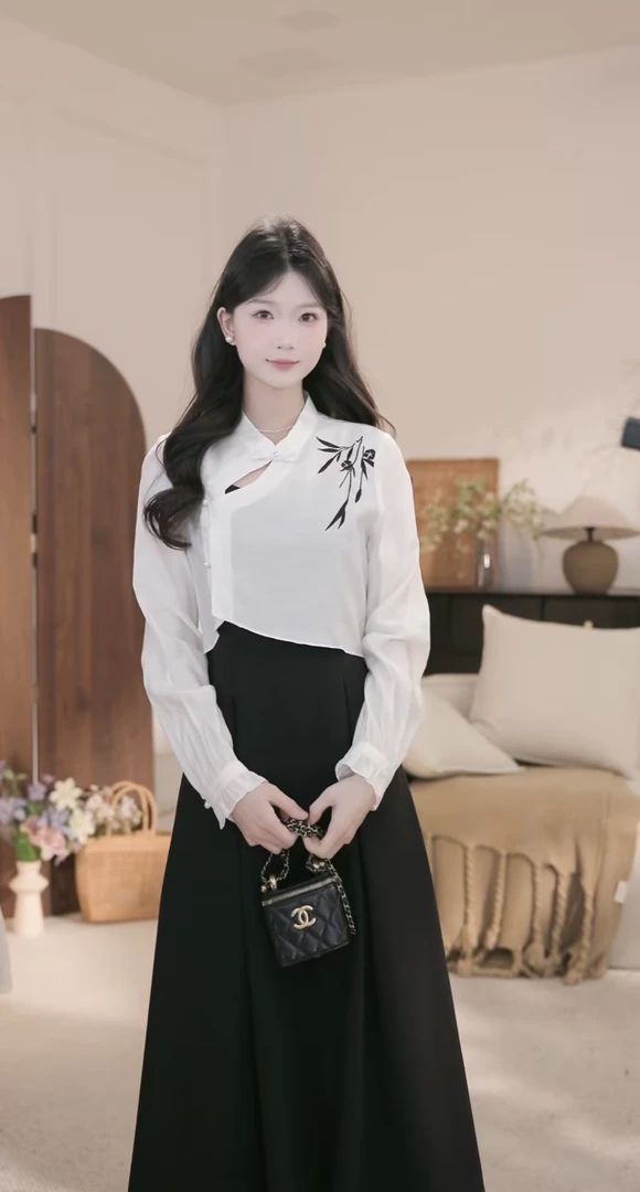 鹿向南「江南名怜」新中式国风女春夏吊带连衣裙罩衫套装DYL661677