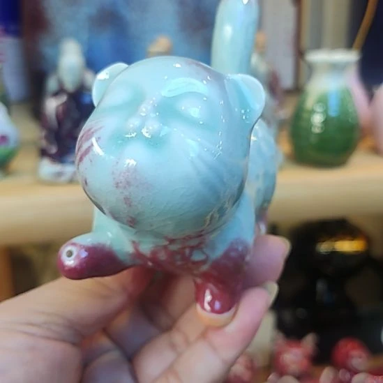 钧瓷窑变小猫摆件