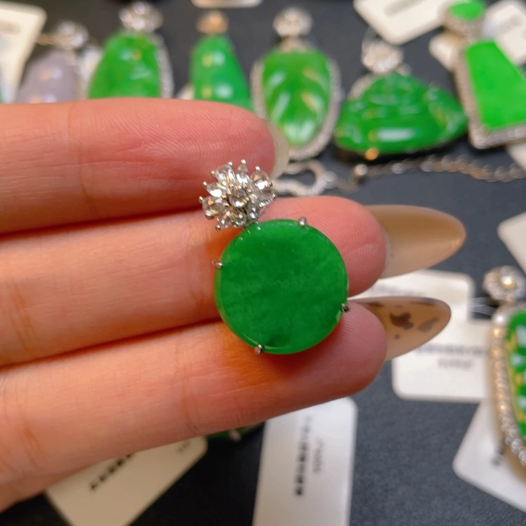 $***$翡翠银S925镶嵌吊坠(不含链)