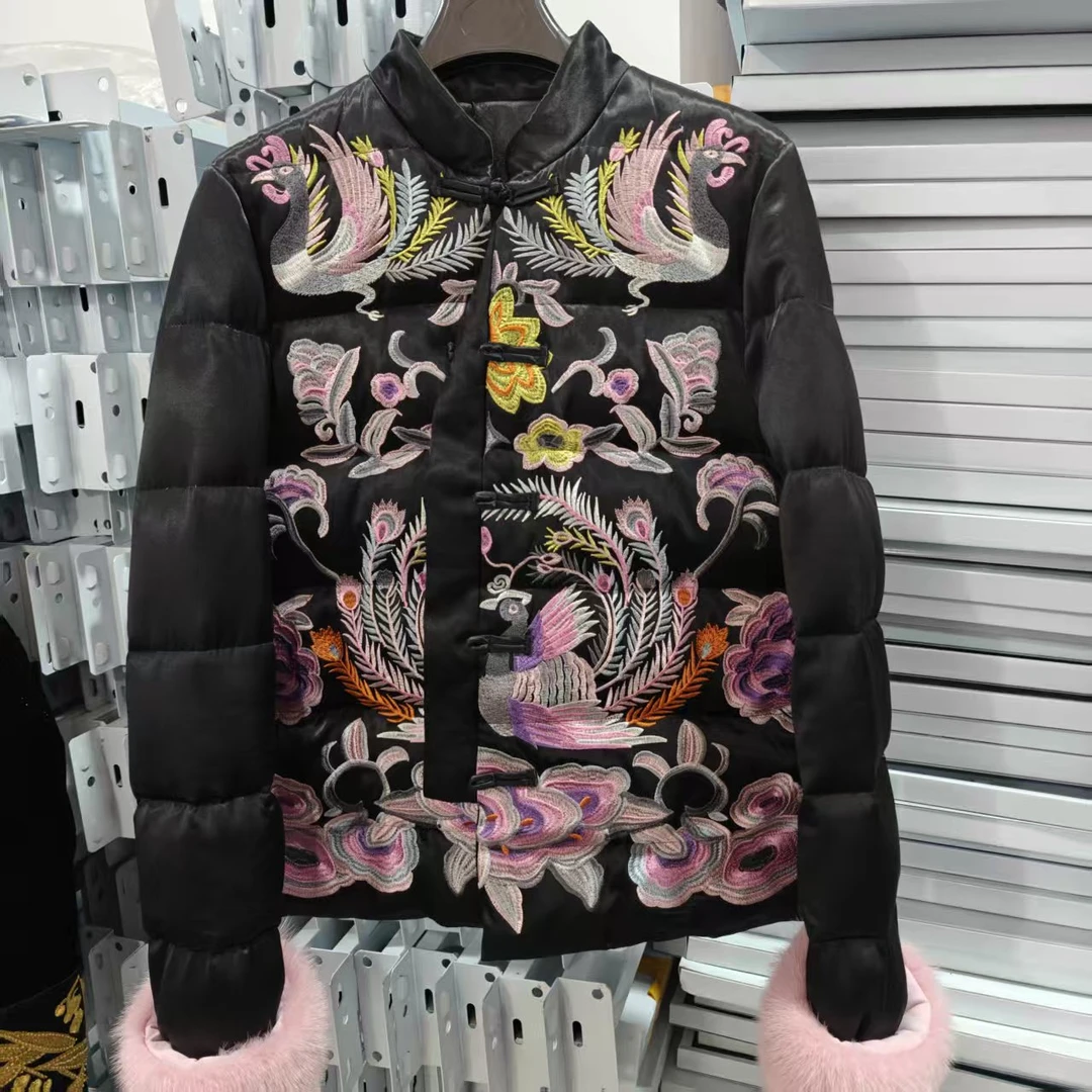 新中式国穿人丝提花外套丝绒袖口保暖棉服F1531