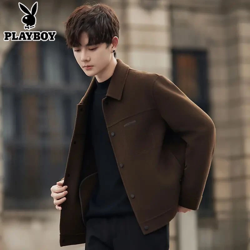 双面羊毛呢子夹克男外套高级感2025新款男士秋冬季保暖上衣短款潮