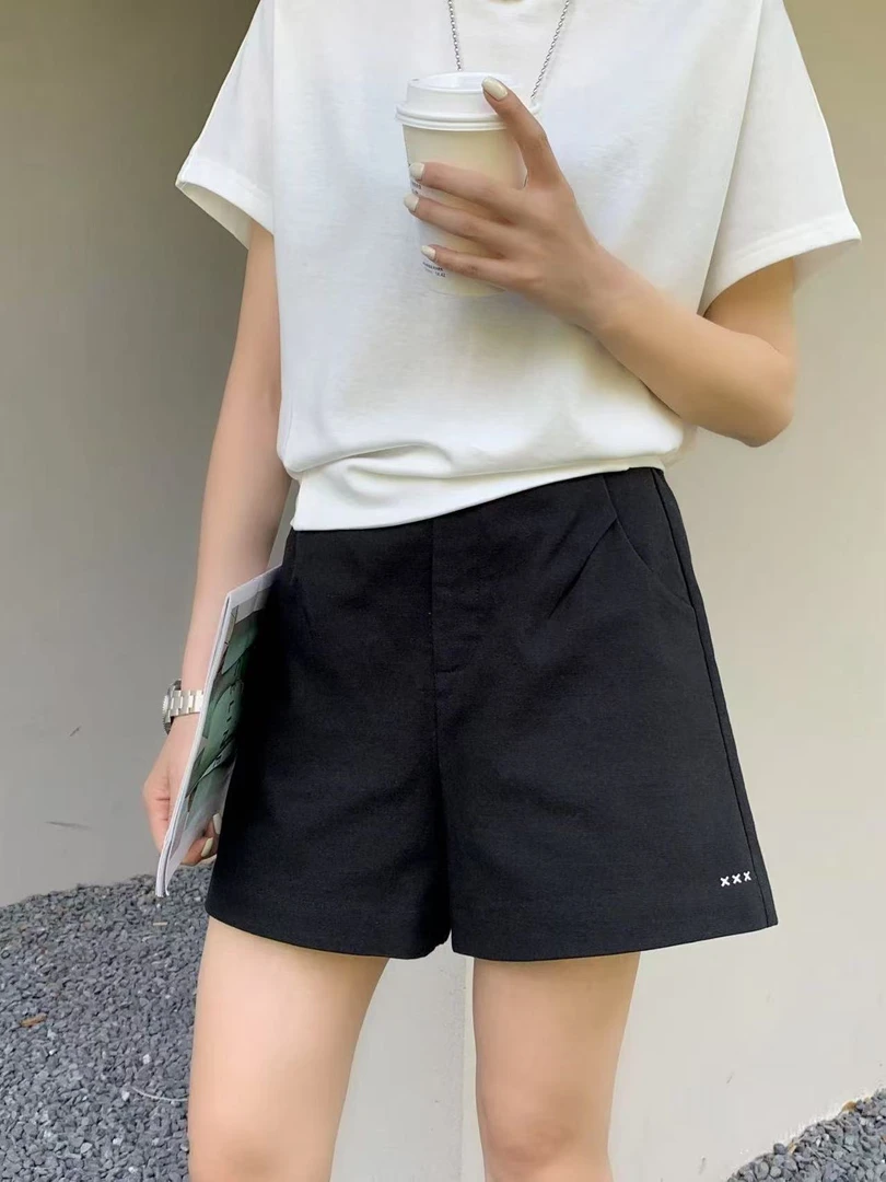 阔腿百搭修身女热裤中等舒适短裤夏季宽松高腰2603