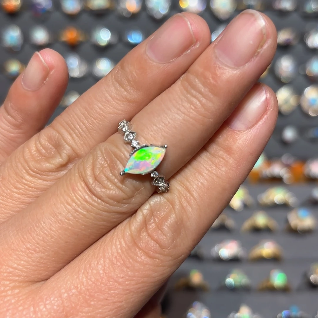 欧泊戒指银S925镶嵌欧波戒指