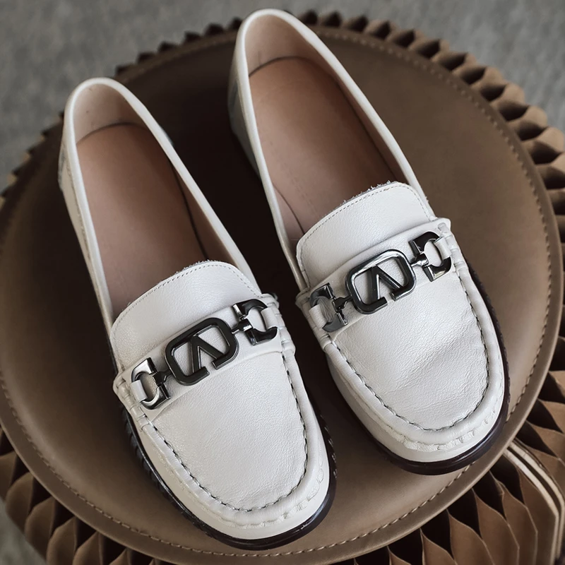 100%纯牛皮女鞋真皮乐福鞋中年妈妈女士软皮软底皮鞋平底鞋女单鞋