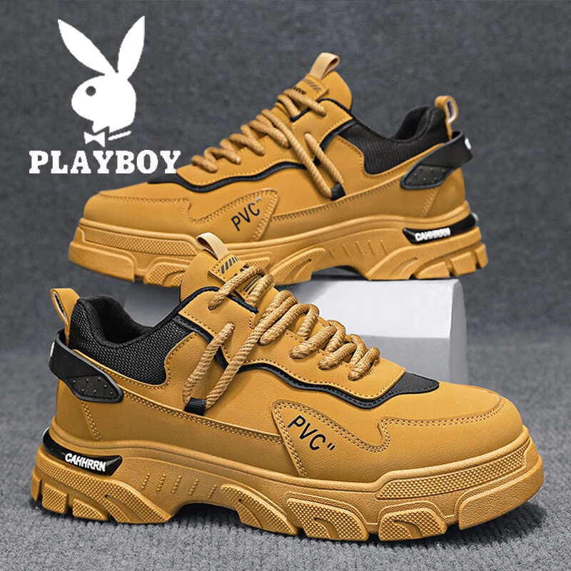 花花公子秋冬季男鞋休闲马丁靴户外运动运动工装男士潮流老爹鞋男