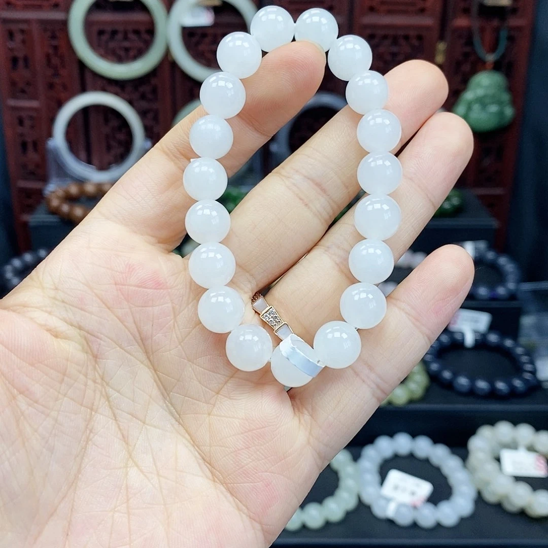 和田玉手串未镶嵌白玉10