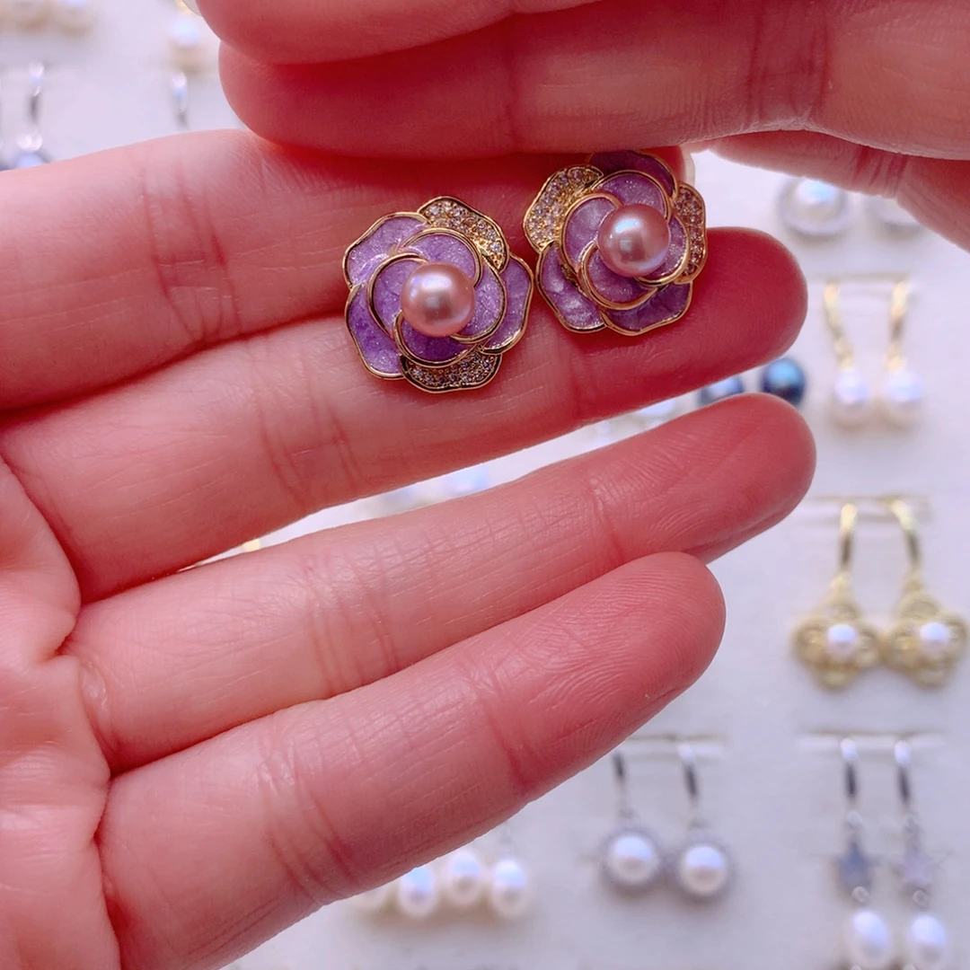 淡水珍珠耳饰合金