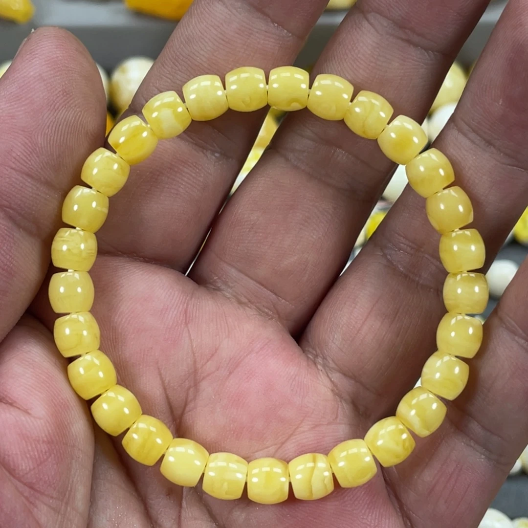 琥珀未镶嵌手串尺寸7精工直切手串