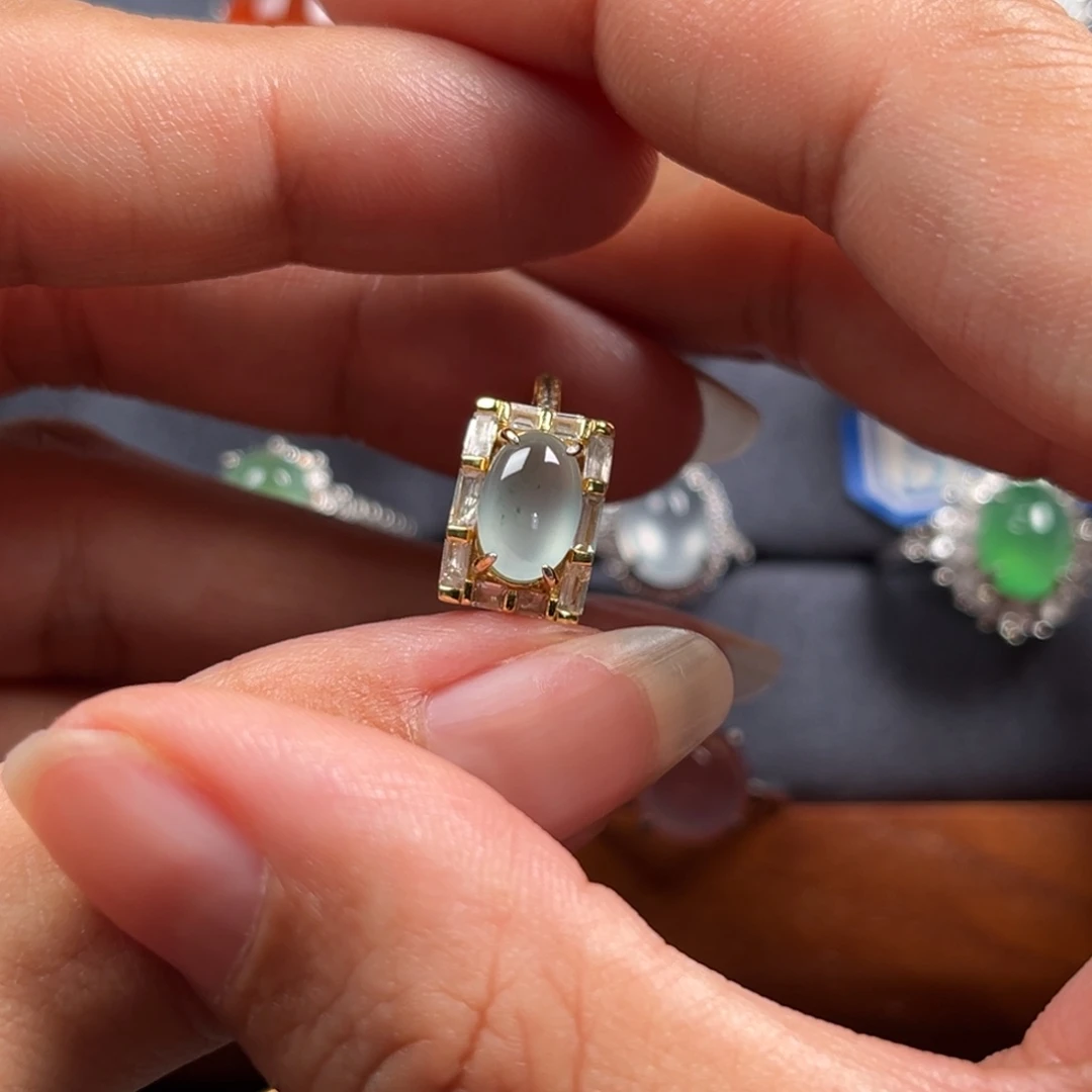翡翠银S925镶嵌戒指缅甸天然翡翠Ａ货
