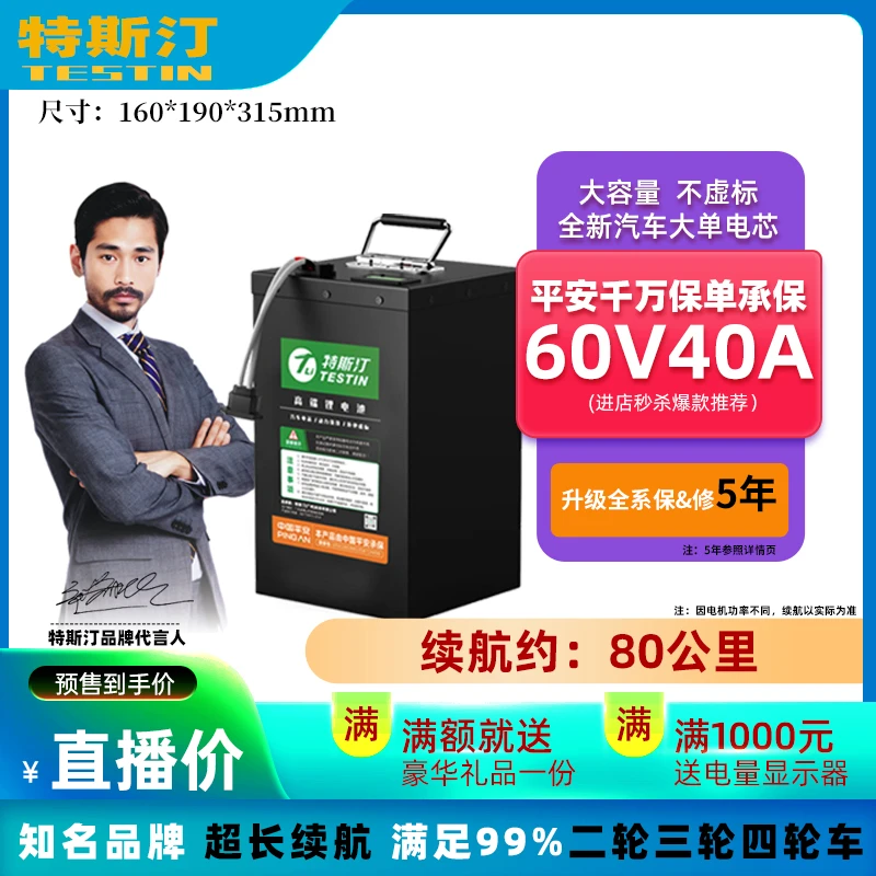 Testin/特斯汀60V宁德时代大单体锂电池深远台铃黑骑士火迪