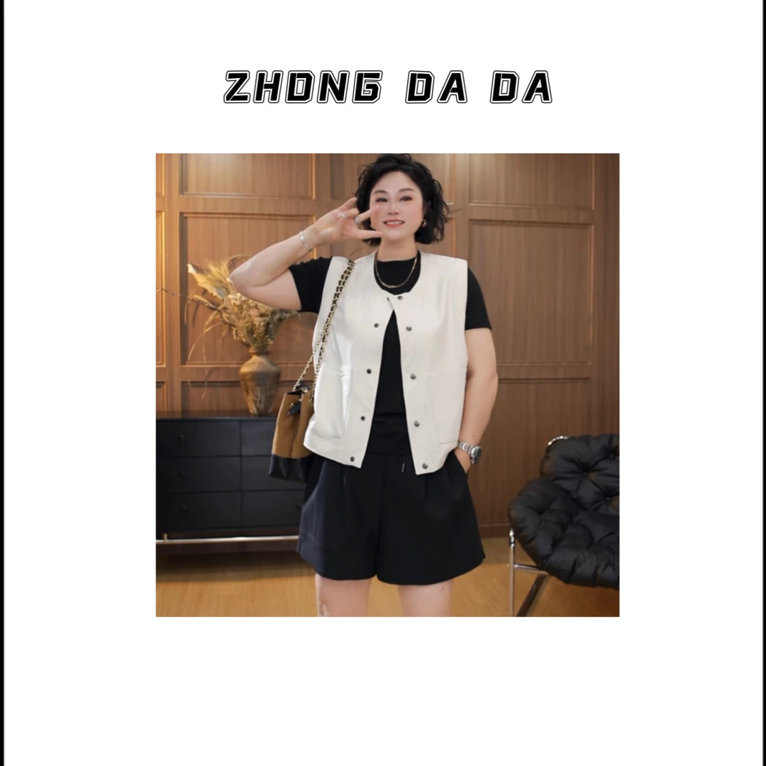 ZHONG大大2025秋季圆领单排扣坎肩无袖马甲外套女927