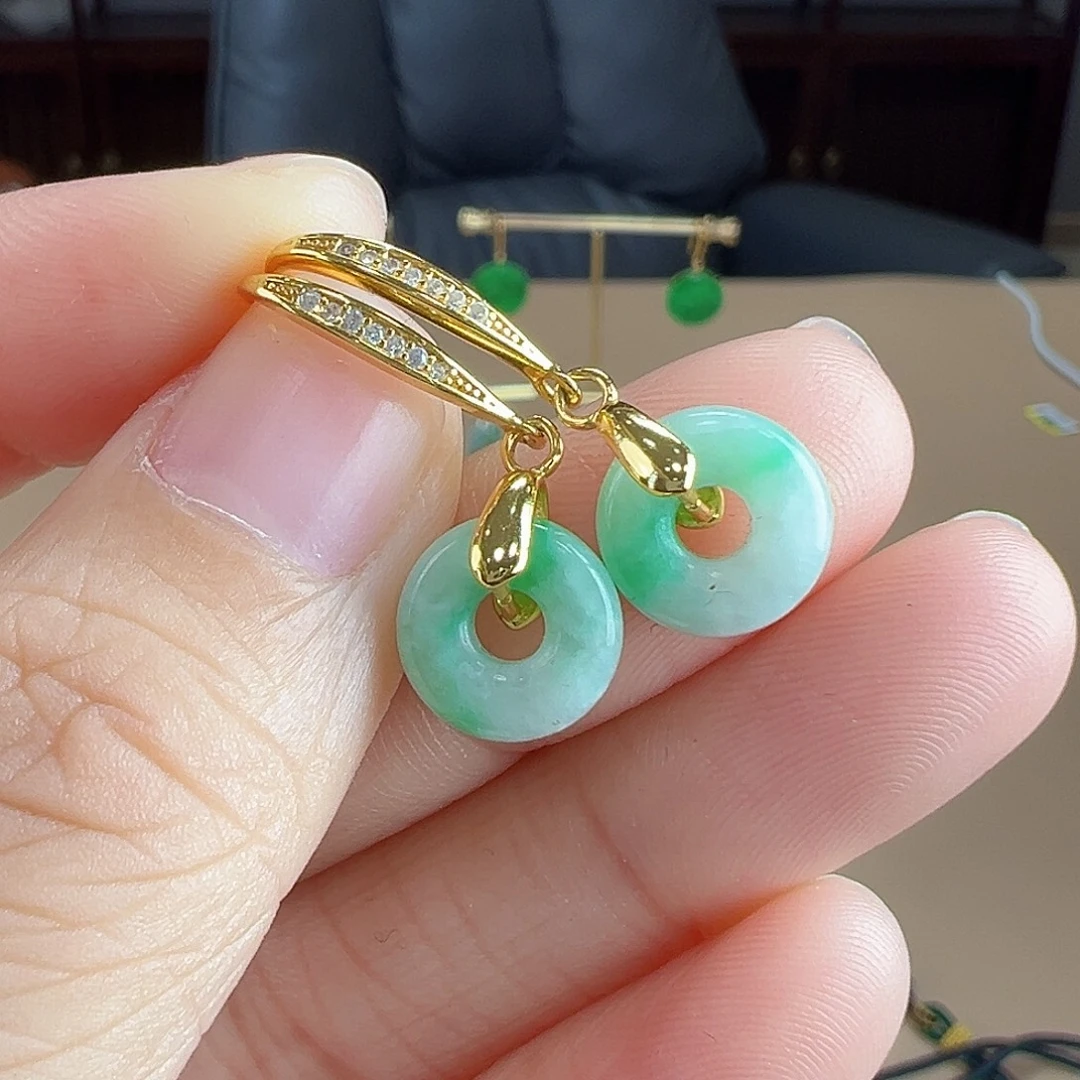 翡翠银S925镶嵌耳饰耳饰72