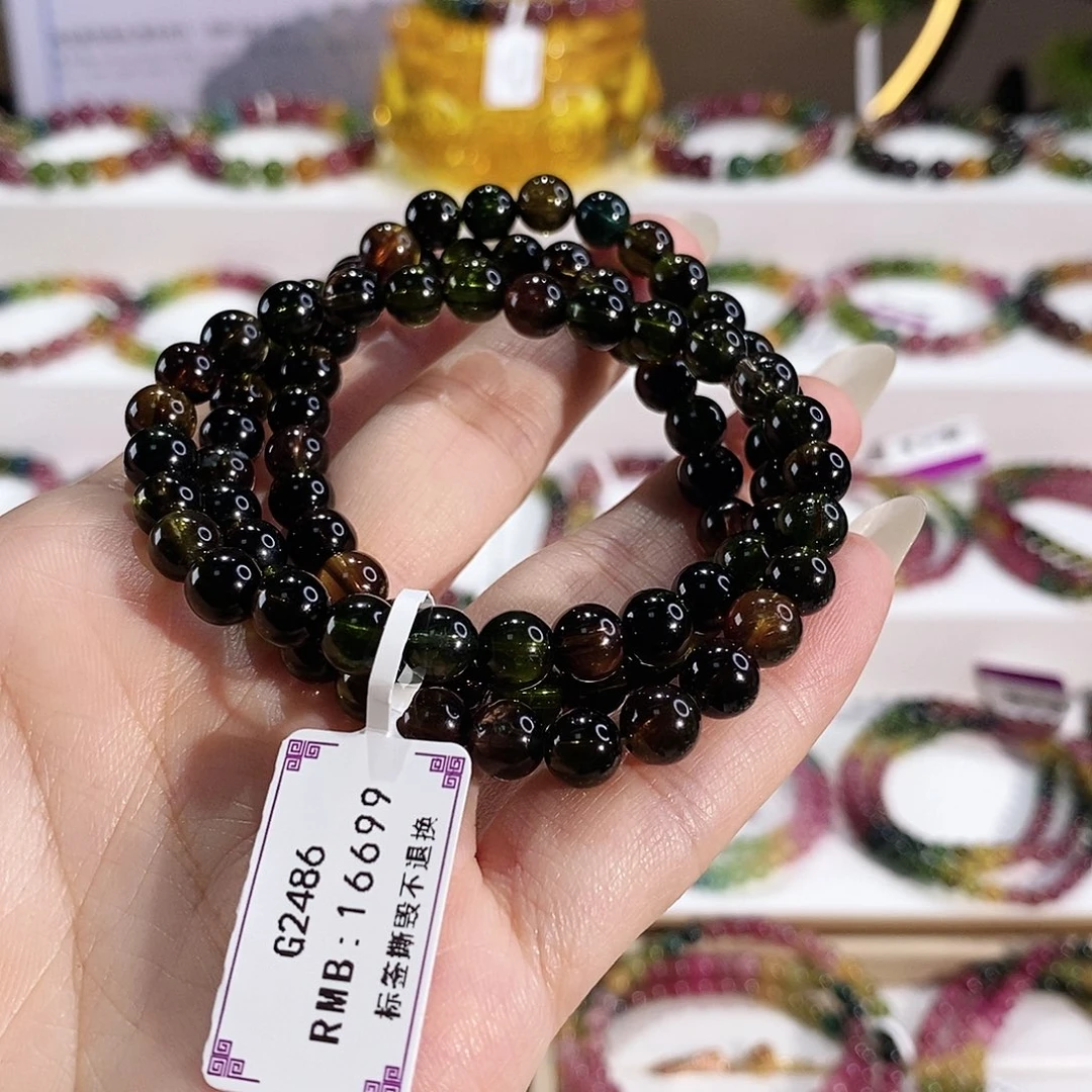 碧玺手串未镶嵌G2486三圈颜色微差