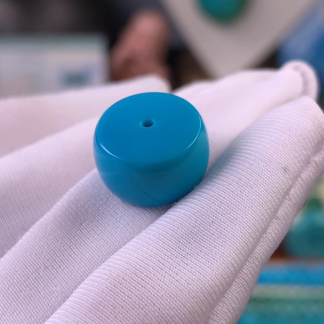 绿松石未镶嵌珠宝奇石14.3mm全品无暇