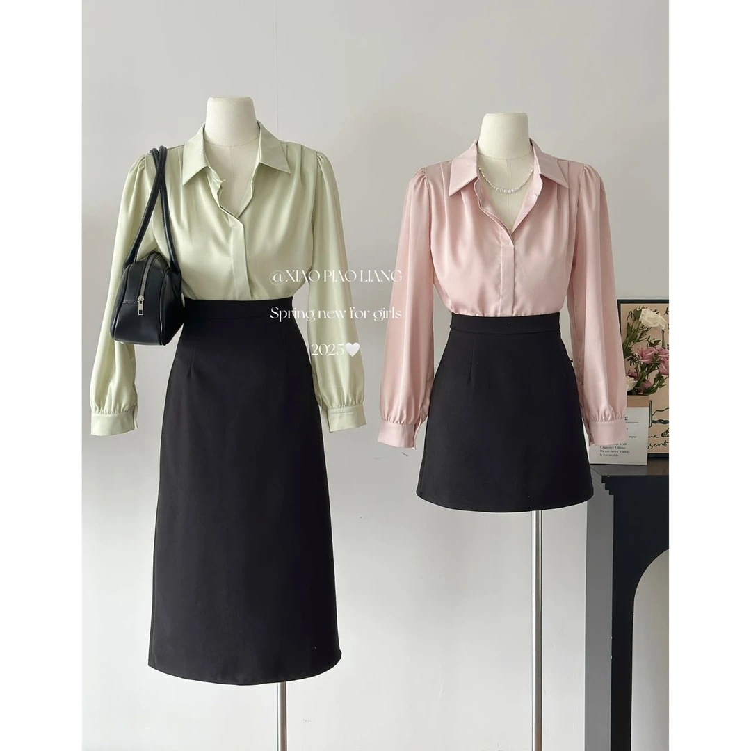 【爆姐严选】新款高级感通勤风气质显瘦长袖套头衬衣女4239#0.13