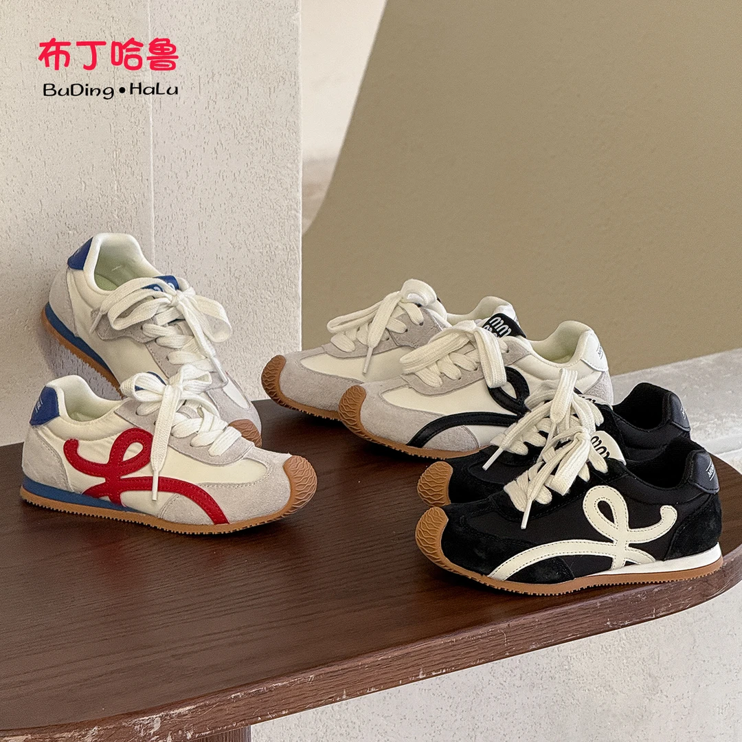 布丁哈鲁【阿甘鞋】M2025春款女童复古厚底百搭运动鞋25C957