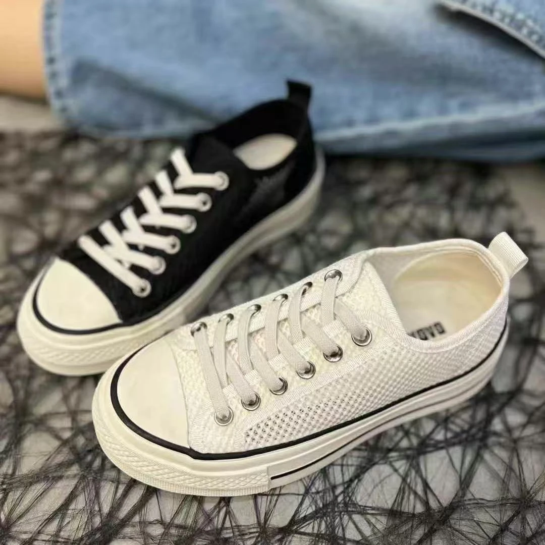 一脚蹬网面板鞋韩版2025夏季新款透气镂空网厚底舒适百搭休闲鞋