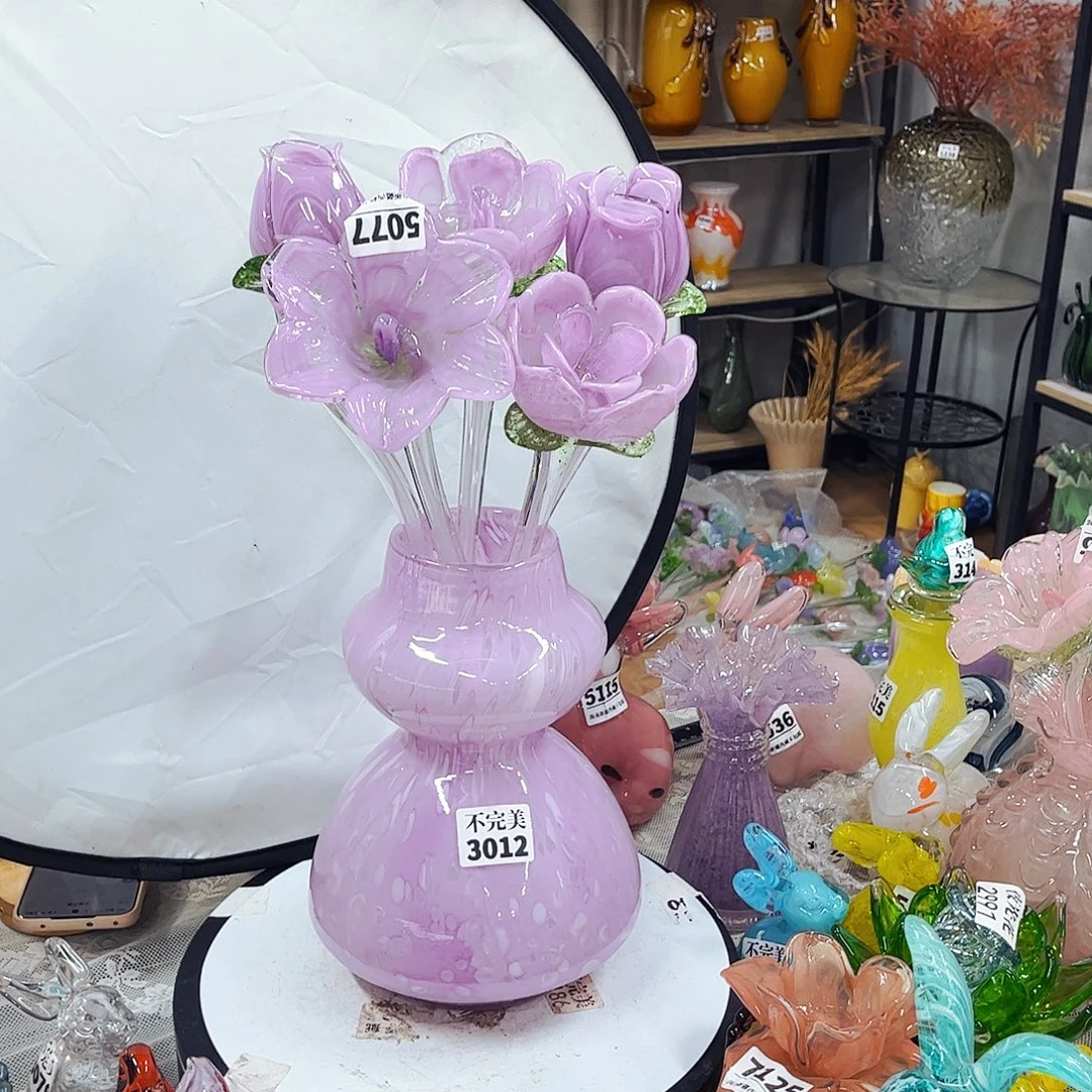 5花1瓶 家悦琉璃工艺品瓶不完美