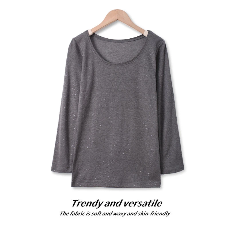 HH168【2件装】春季新款女士圆领长袖T恤休闲上衣打底衫柔软