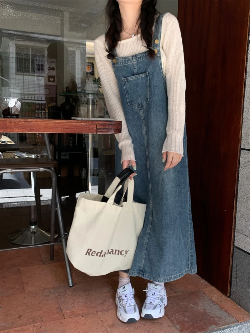 美式复古做旧背带牛仔连衣裙秋季2025新款女装百搭宽松显瘦吊带裙