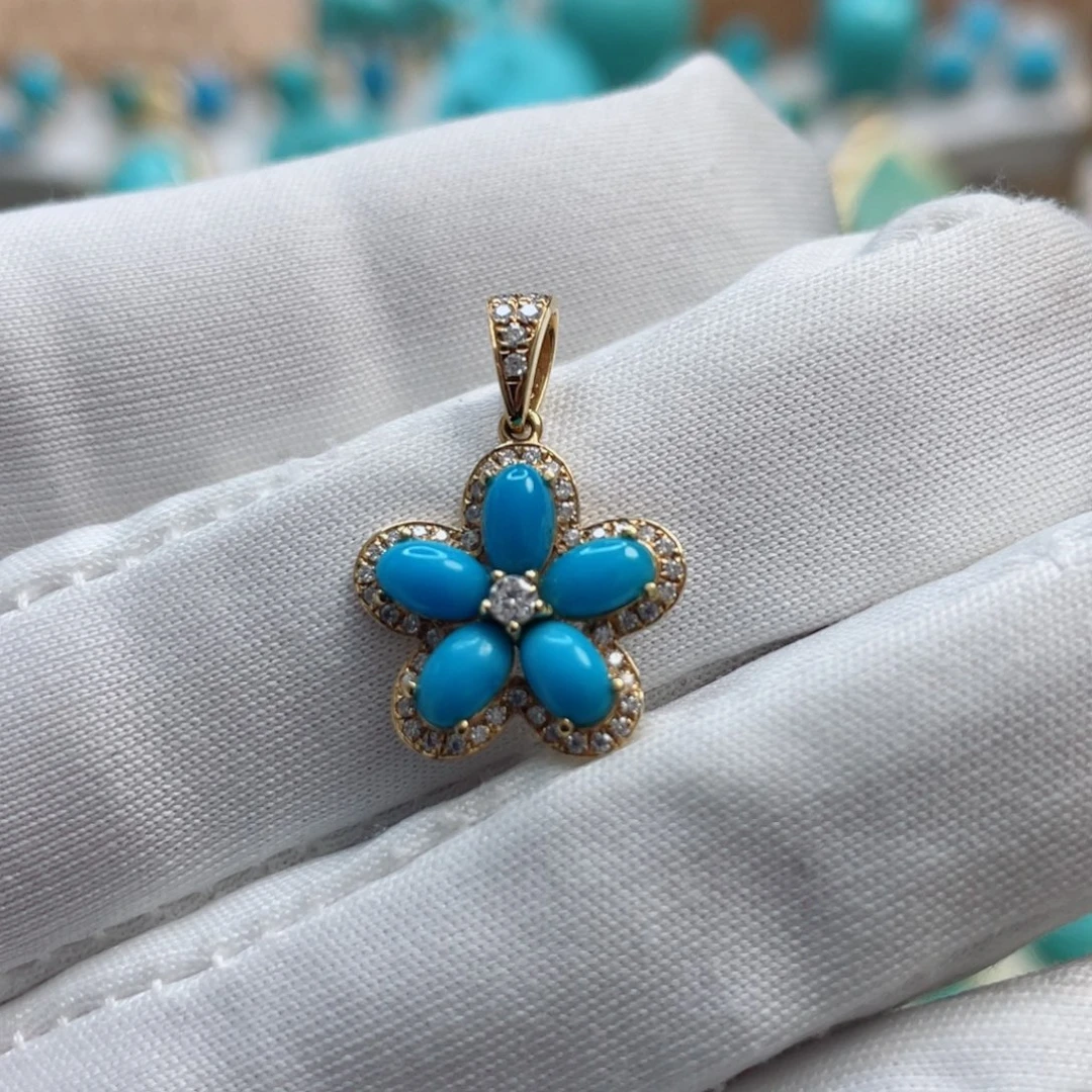 绿松石珠宝奇石18K金镶嵌