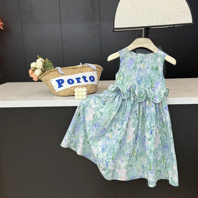 现货leomama【江南】女童碎花连衣裙夏季洋气小女孩公主裙大童裙子