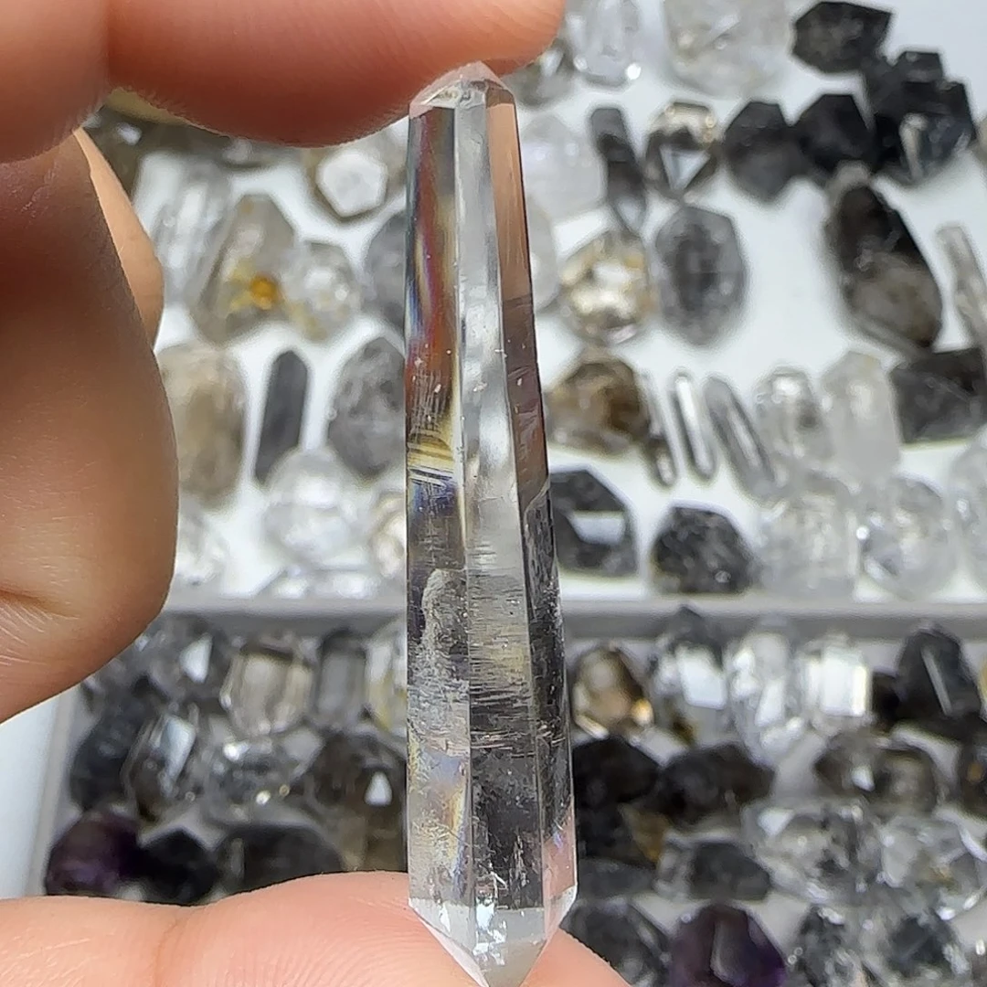 未镶嵌水晶珠宝半成品透亮长条闪灵随形