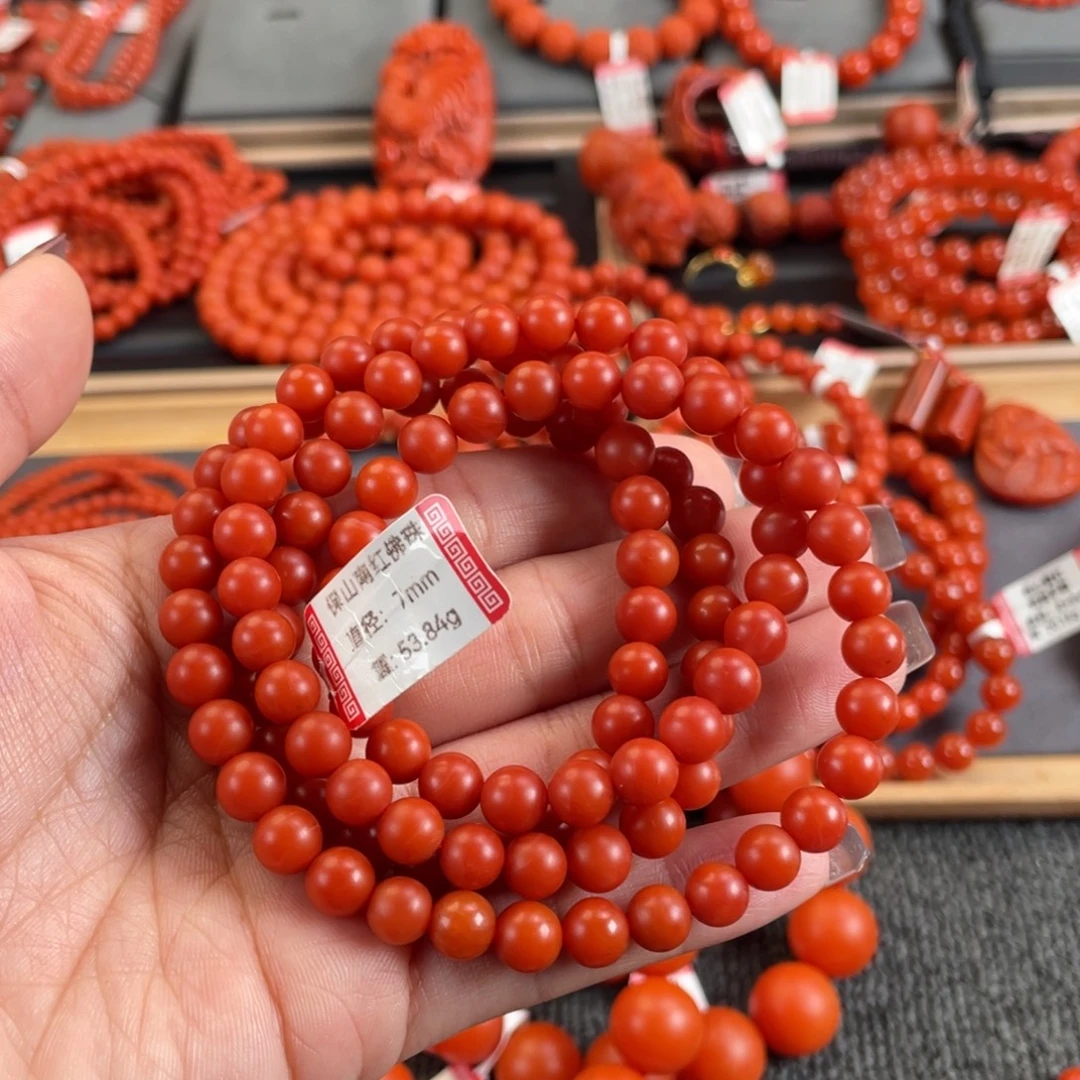 清***z南红玛瑙未镶嵌手链保山南红多圈