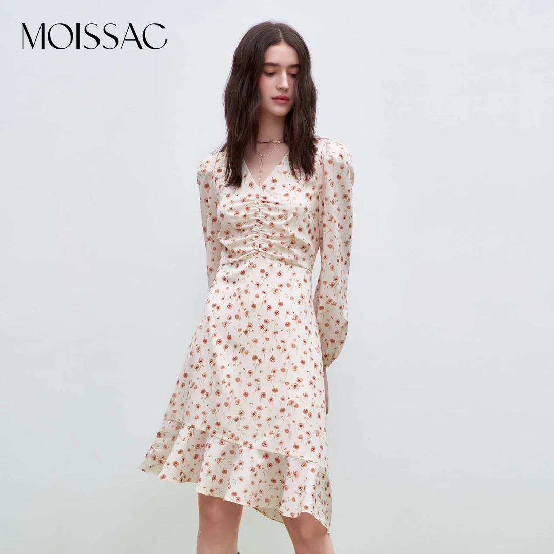 MOISSAC摩萨克商场同款长袖碎花连衣裙MWDQ50040