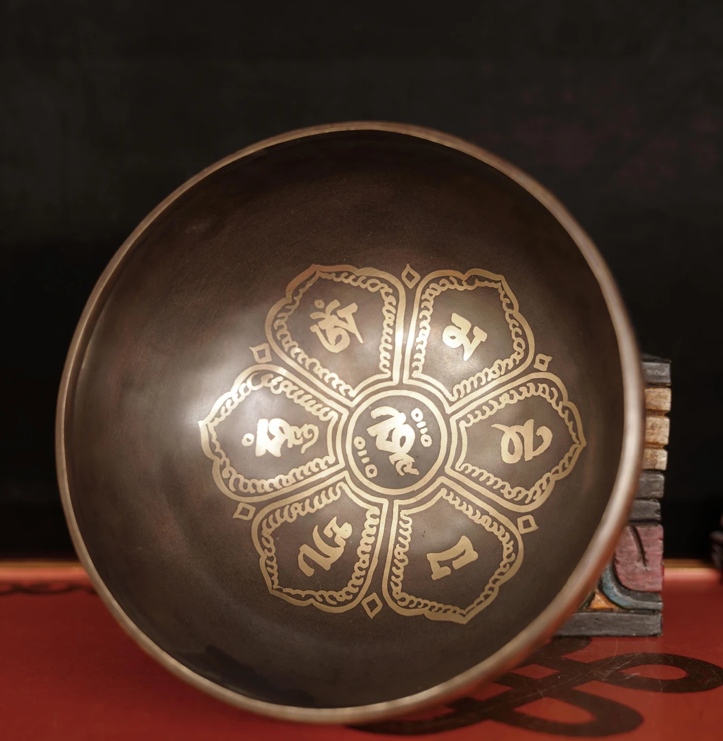 《六字莲瓣纹》手工雕刻雕绘颂钵 打击乐 工艺礼品乐器