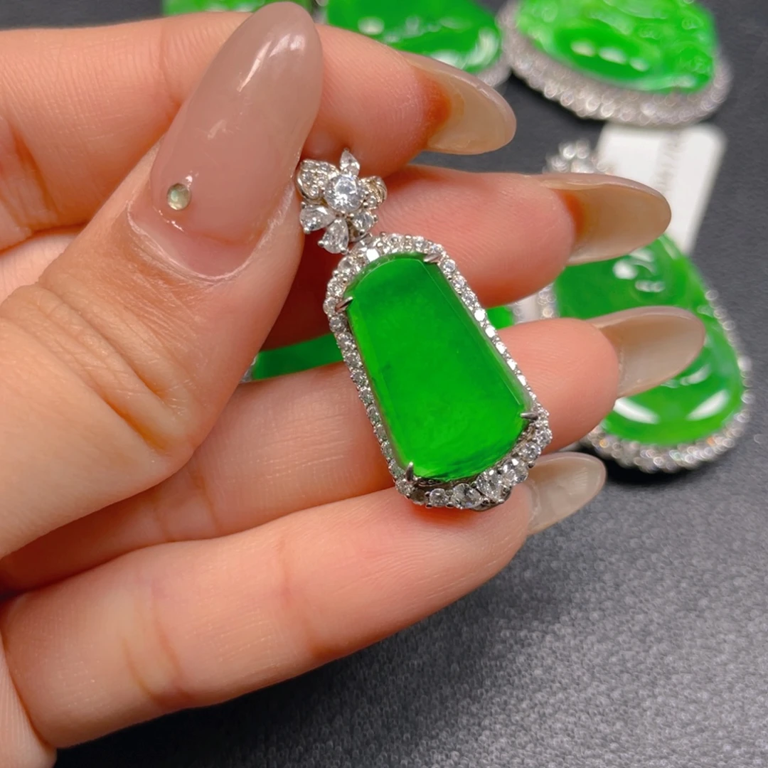 翡翠银S925镶嵌吊坠(不含链)