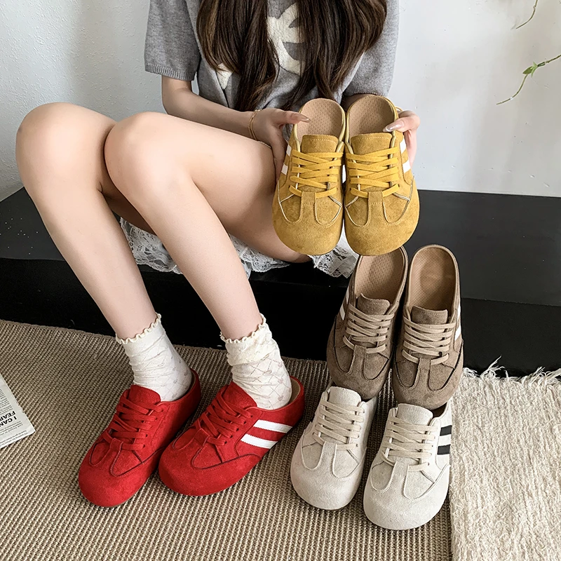 平跟极简风内增高日常包头包头拖秋季休闲鞋春季