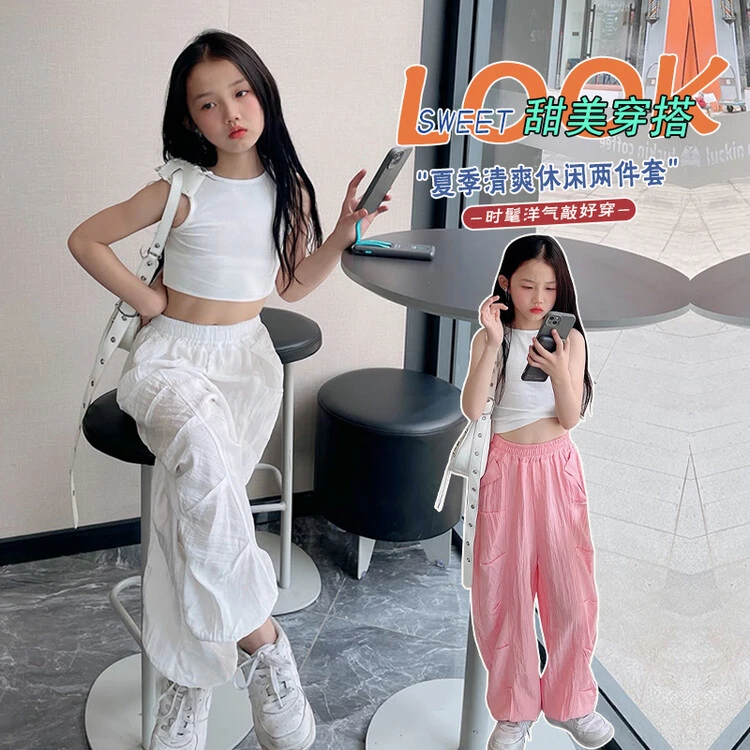 2025新款夏季甜美童装女童镂空背心时尚百搭休闲薄款无袖上衣夏装