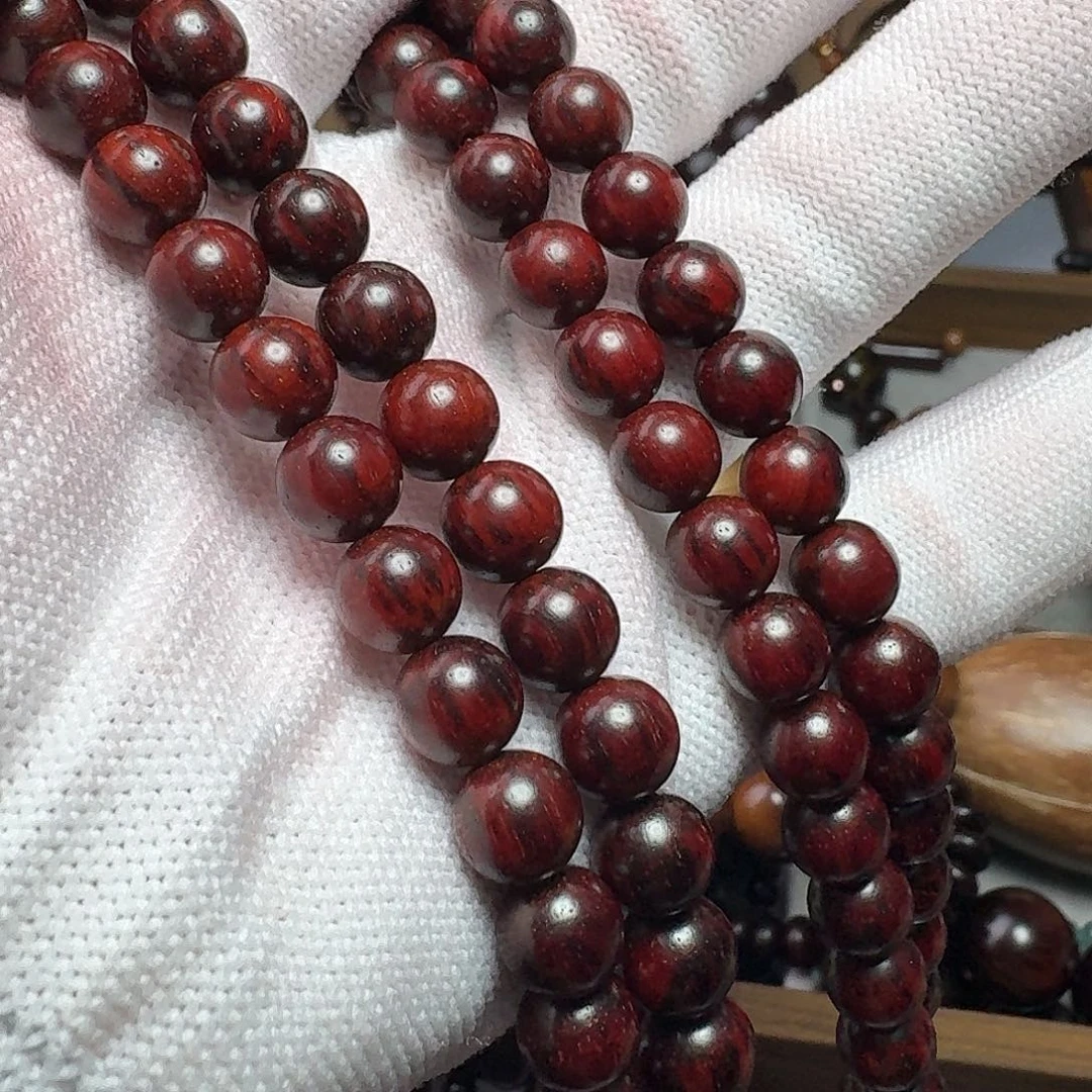 黄***江手串/手链小叶紫檀无胶无腊火焰纹108