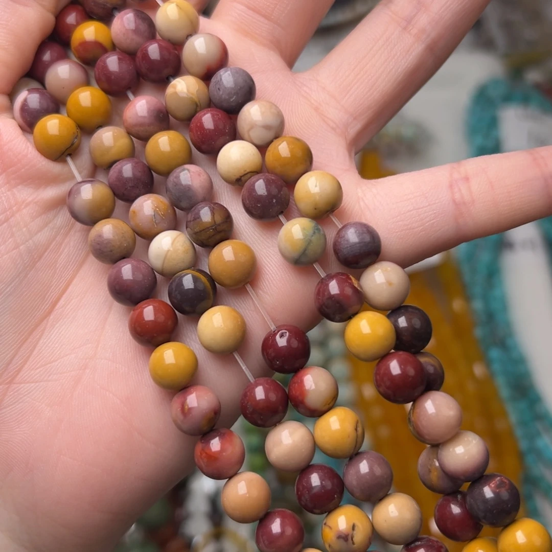 玛瑙/玉髓合金珠宝半成品L738。8.3mm天然蛋黄石圆珠一条